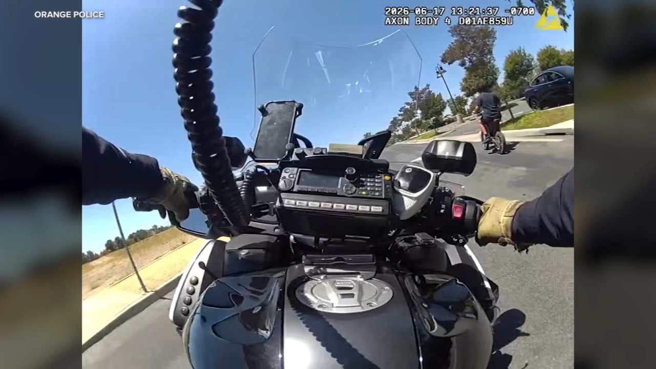 E-bike chase captured on motorcycle officer's bodycam in Orange: 'I would stop if I were you'