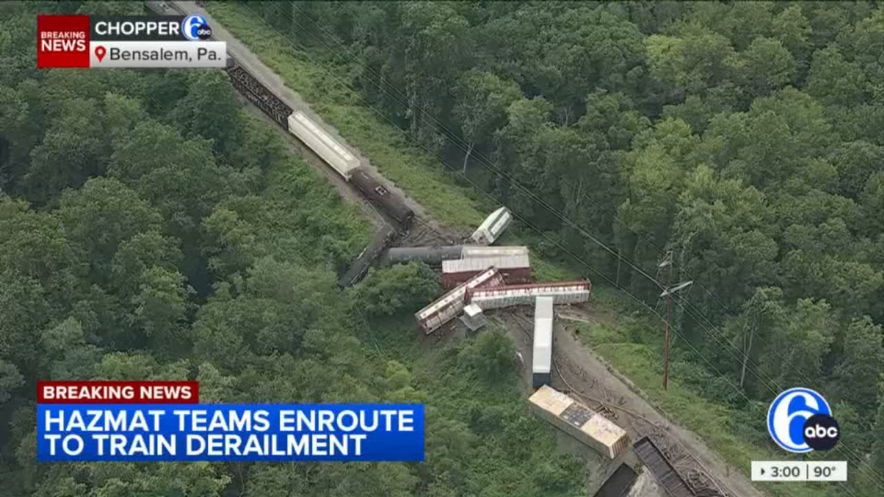 Freight train derails in Bensalem, Pennsylvania; shelter in place recommended