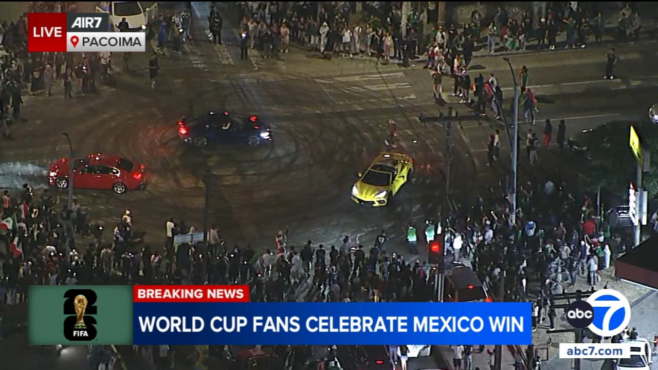 Chaotic street takeover breaks out in Pacoima after Mexico's World Cup win