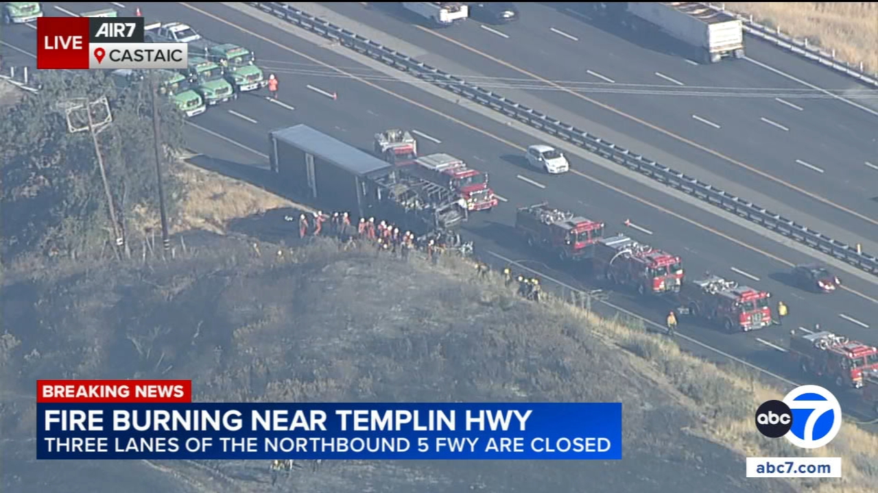 Brush fire in Castaic shuts down some 5 Freeway lanes, prompts evacuation warning