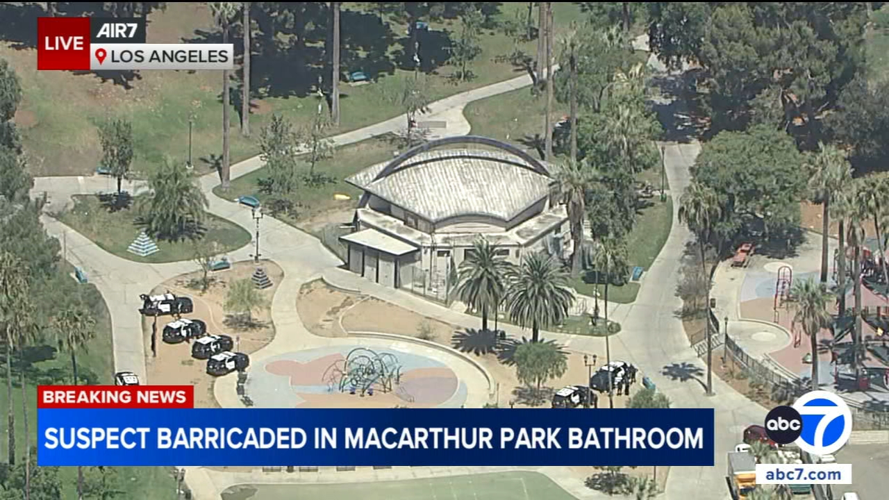 LAPD in standoff with person barricaded in MacArthur Park restroom after possibly simulating firearm