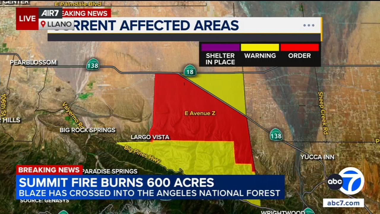Wildfire in Antelope Valley burns at least 1,300 acres, prompts evacuations