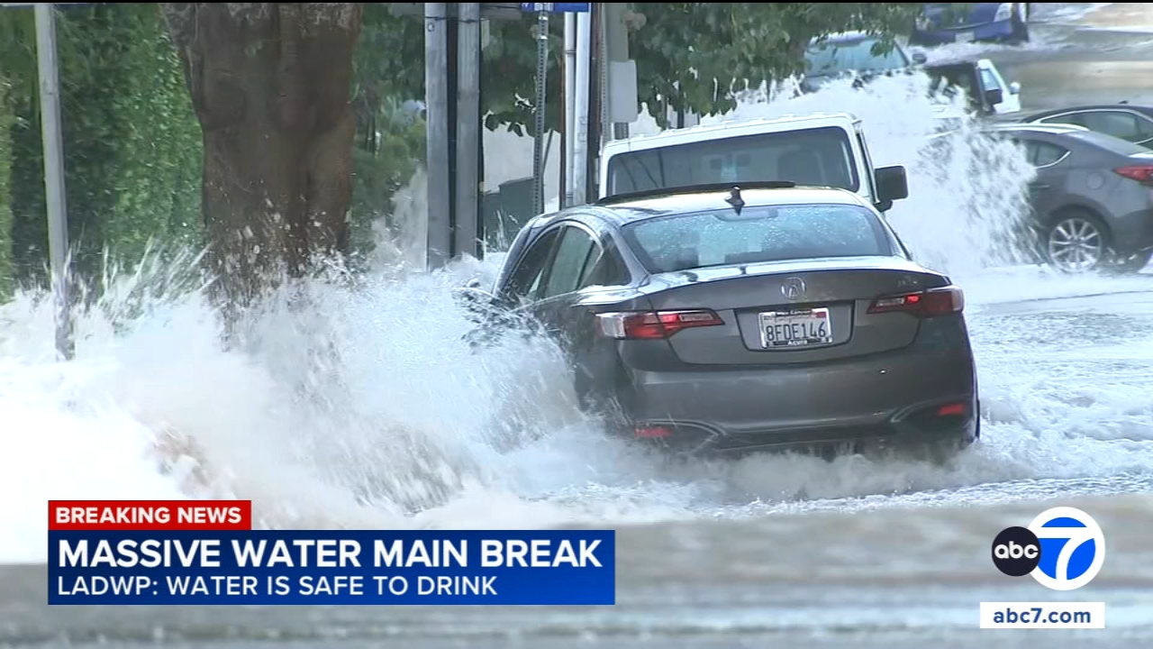 Water main break floods West Hollywood streets, creates massive sinkhole