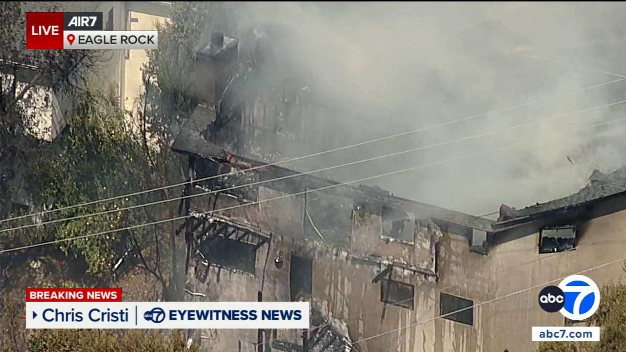 Crews battle brush fire and structure fire in Eagle Rock area amid dangerous heat