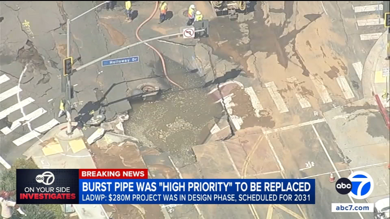 Century-old ruptured water main in West Hollywood was slated for replacement under LADWP project