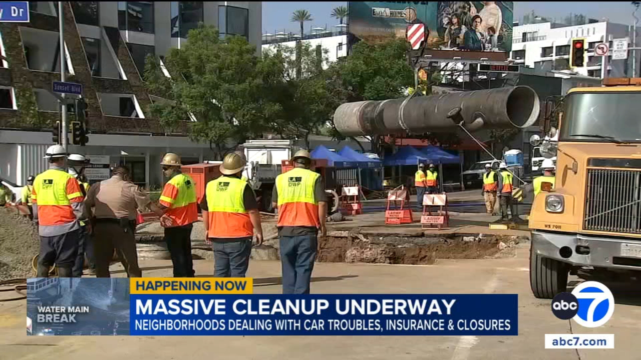Crews making progress repairing massive water main break in West Hollywood