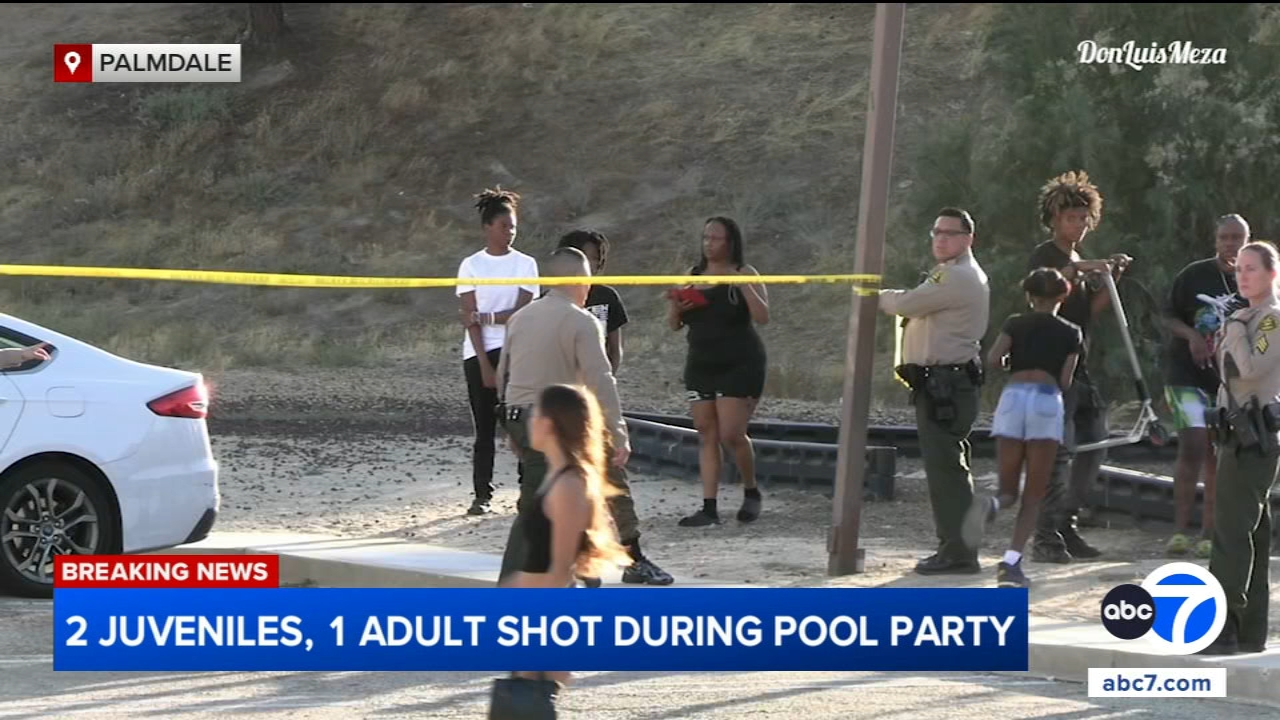 Suspect opens fire at Palmdale pool party, leaving 2 juveniles and 1 adult injured before fleeing