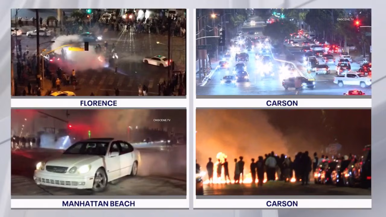 Street takeovers occur across LA over the weekend