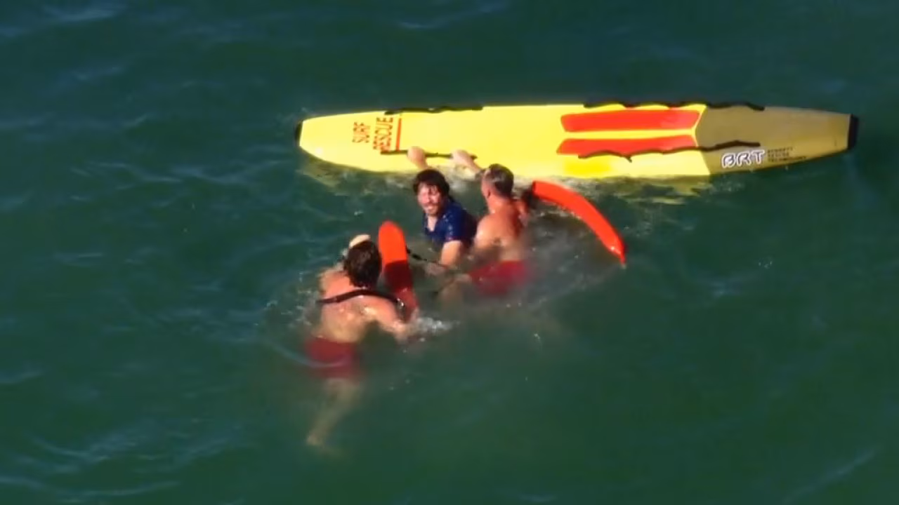 Pursuit suspect attempts to swim away from authorities